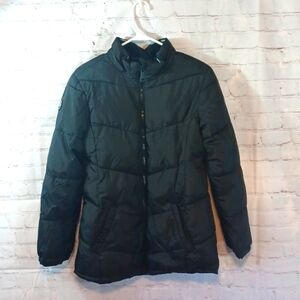 Justice Girls Black Puff Parks Ski Coat XL 16 /18
